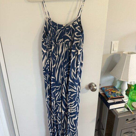 Japna Blue and White Smocked Dress - EUC - Picture 2 of 3